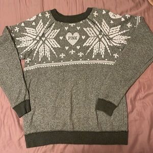 Victoria’s Secret pink gray Christmas sweater size extra small